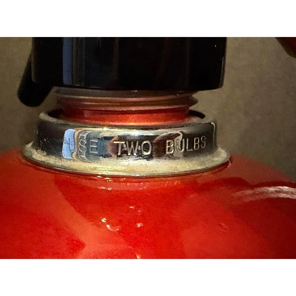 Vintage Sparklets Globemaster Soda Syphon Ruby Red Metallic MCM Seltzer Bottle